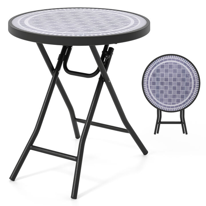 18 Inch Folding Side Table Patio Round Compact Side Table