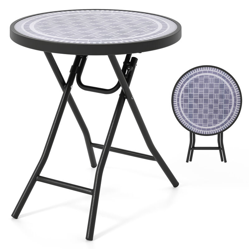 18 Inch Folding Side Table Patio Round Compact Side Table