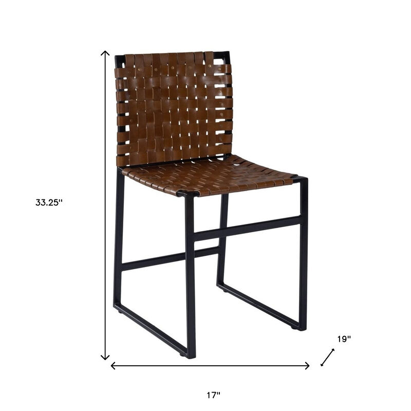 Hivvago 17 Inch Brown and Black Faux Leather Side Chair