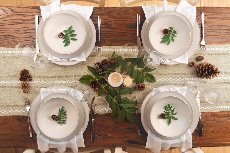 Neree 16pcs Double Bowl Dinnerware Set - Modern Country Style Reactive Glaze