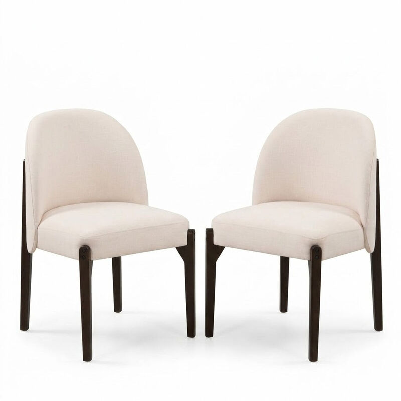 Envelor Modern Linen Pillow-Back Upholstered Dining Chair with Wood Legs, Set of 2 image number 0