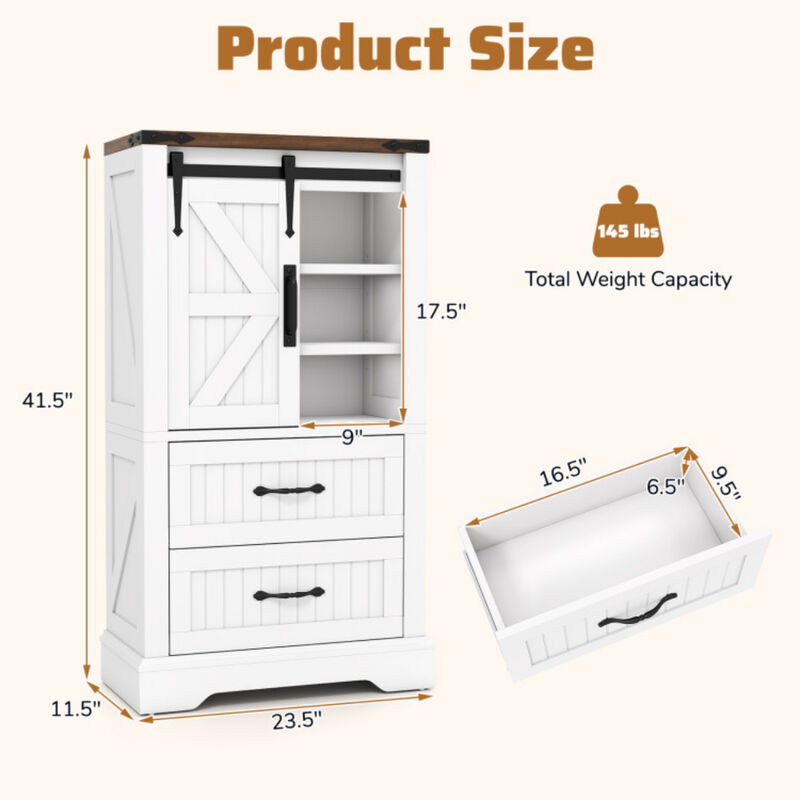 White Farmhouse Freestanding Bathroom Storage Cabinet with Shelves image number 2