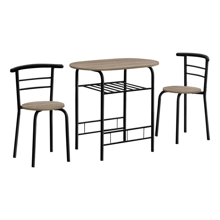 Monarch Specialties I 1206 Dining Table Set, 3pcs Set, Small, 32" L, Kitchen, Metal, Laminate, Brown, Black, Contemporary, Modern