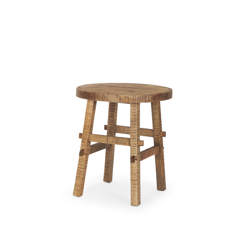 HomeRoots 23" Brown Distressed Solid Wood End Table image number 2