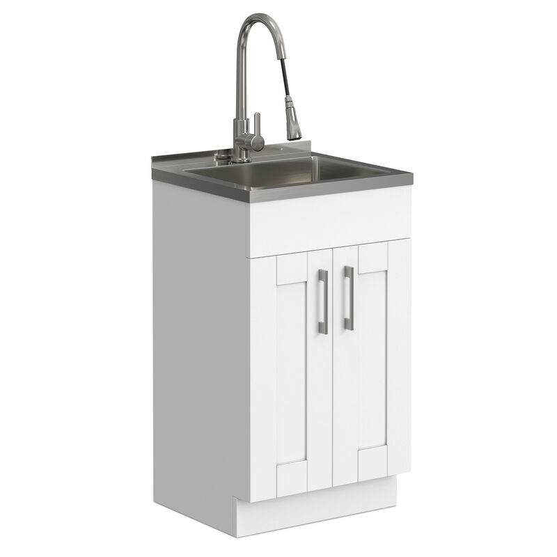 Modern Wide Shaker All-In-One 20-inch Laundry Utility Sink and Cabinet image number 4