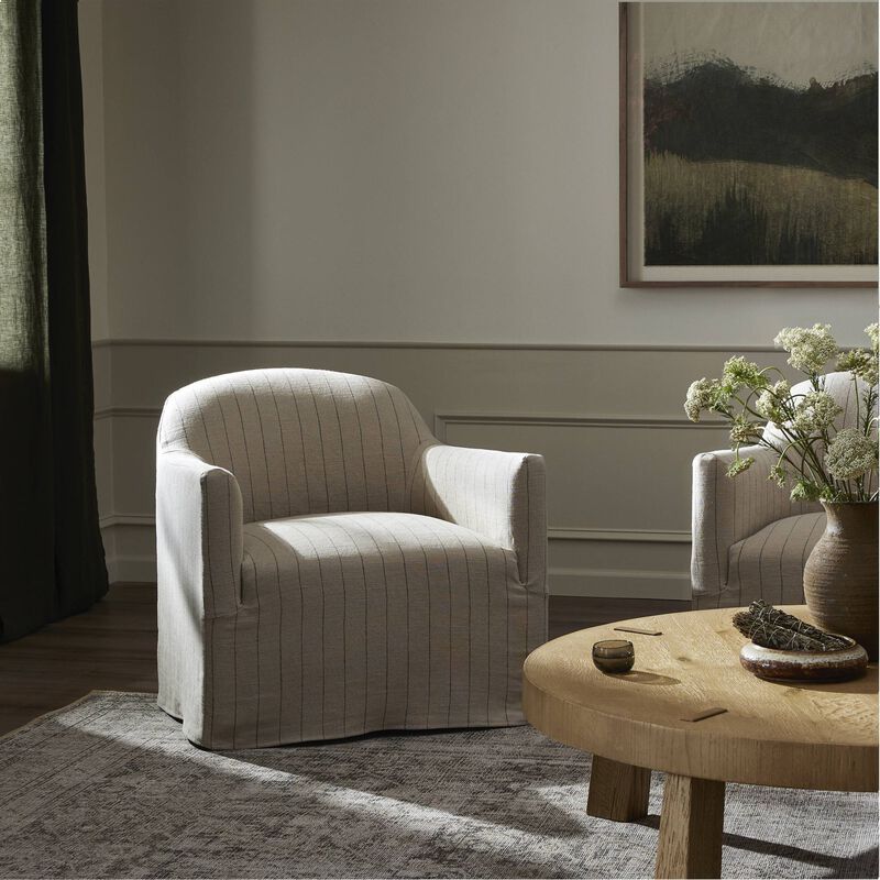 Lowell Lavon Flint Slipcover Swivel Chair