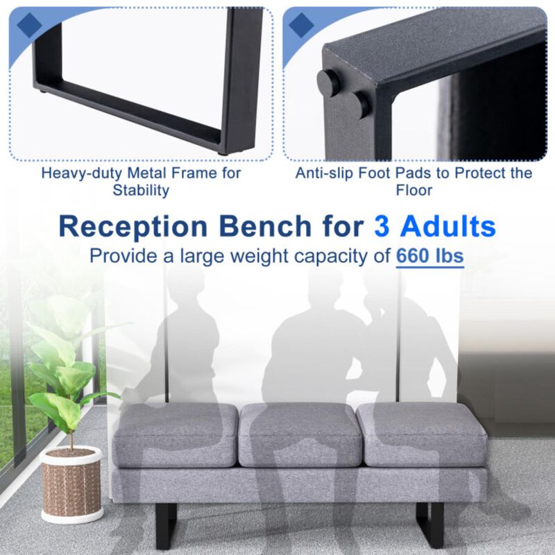 Hivvago Waiting Room Bench Seating Long Bench with Metal Frame Leg