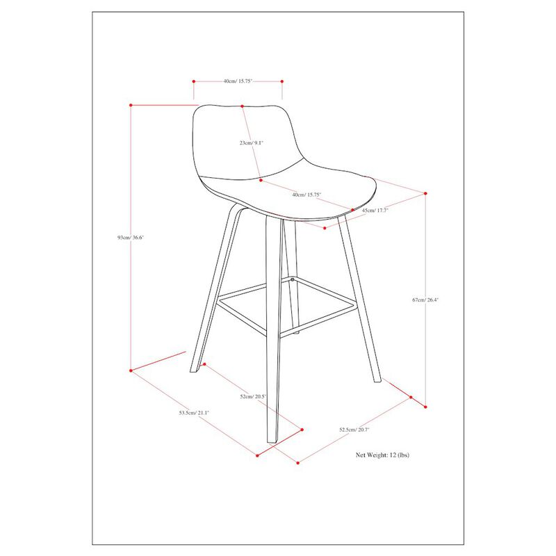 Simpli Home Counter Height Stool (Set Of 2) In Distressed Blue Vegan Faux Leather