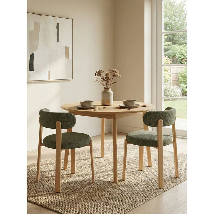 Upholstered Curved Back Wood-look Metal Frame 2pc Dining Chairs