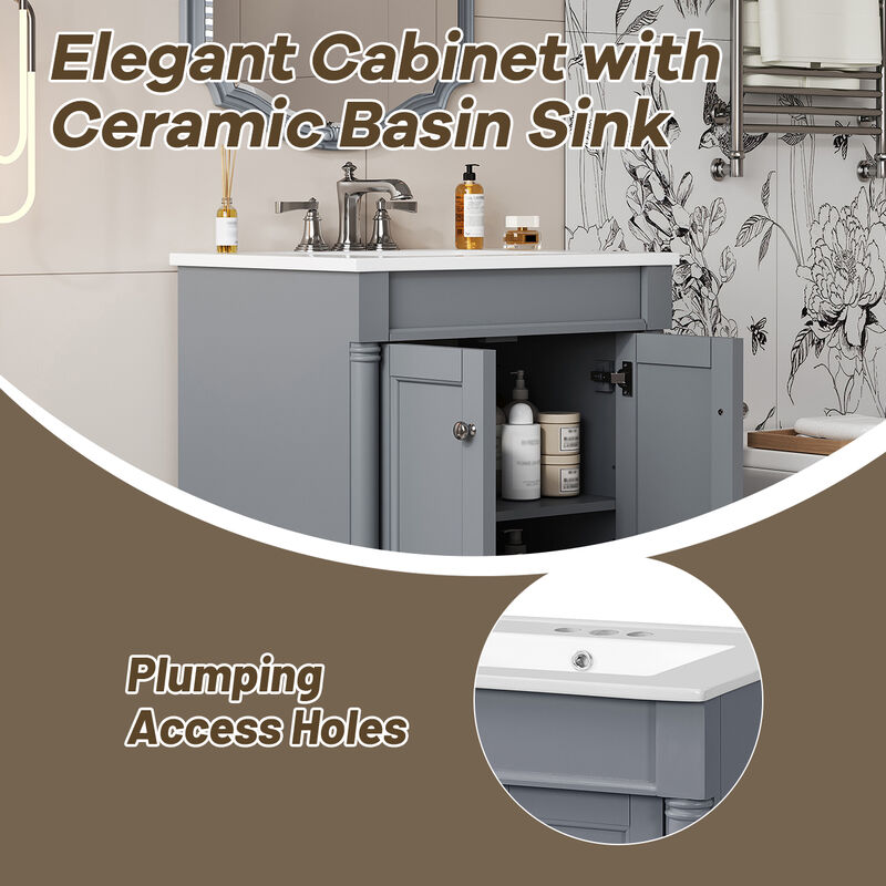 24'' Bathroom Vanity  with Top Sink and Storage Cabinet