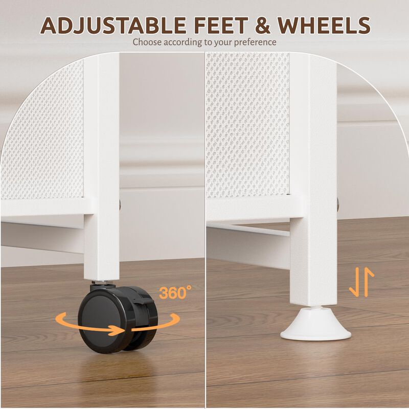 Oppro Small Narrow Side Tables for Small Spaces, Skinny Bedside End Table Nightstand with Drawers&Wheels, Slim Desk Stand Magazi