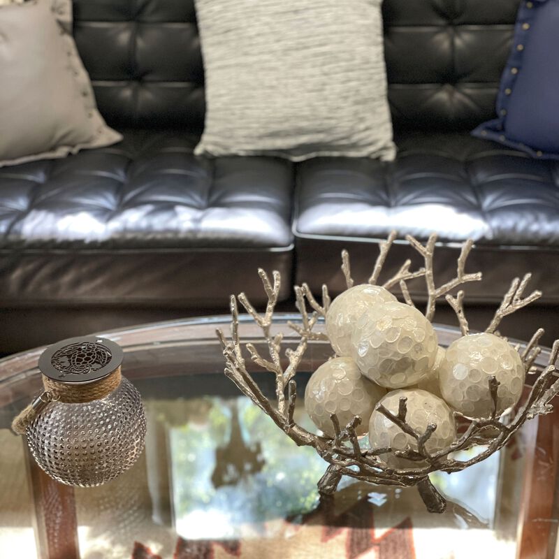 Set Of 6 Capiz Shell Deco Spheres 4 White Iridescent Decorative Balls image number 7
