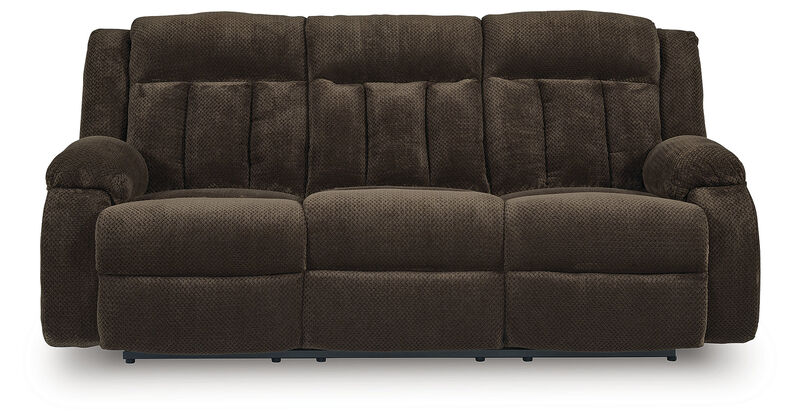 Greely Bend Power Reclining Sofa with Drop Down Table in Brown image number 0