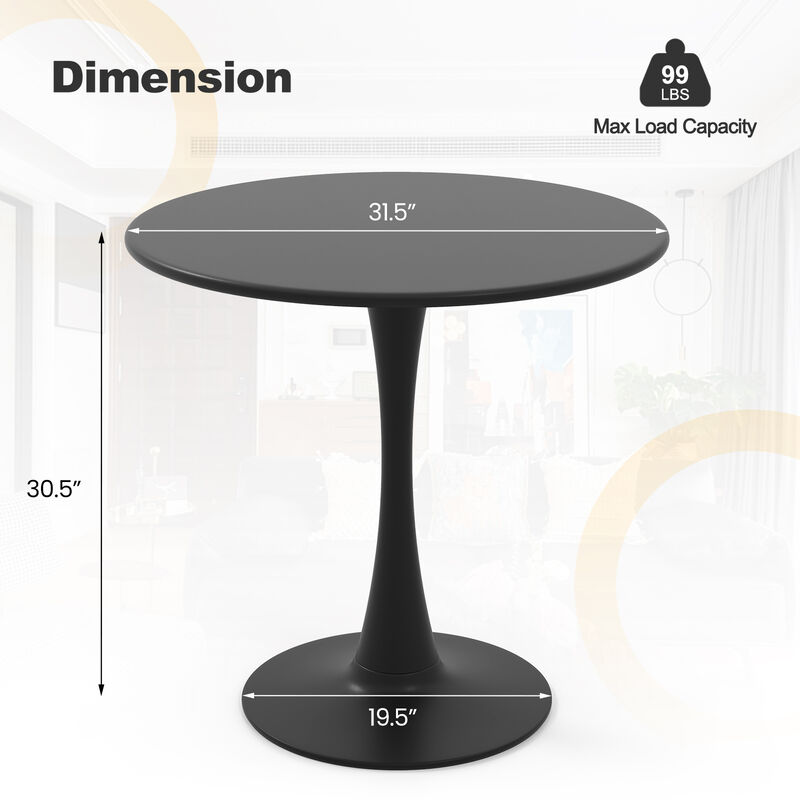 31.5" Round Dining Table with Anti-Slip PP Ring-Black