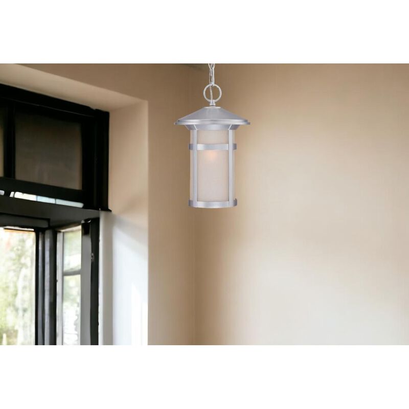 Hivvago Silver Lantern Metal Dimmable Chandelier With Frosted Shades