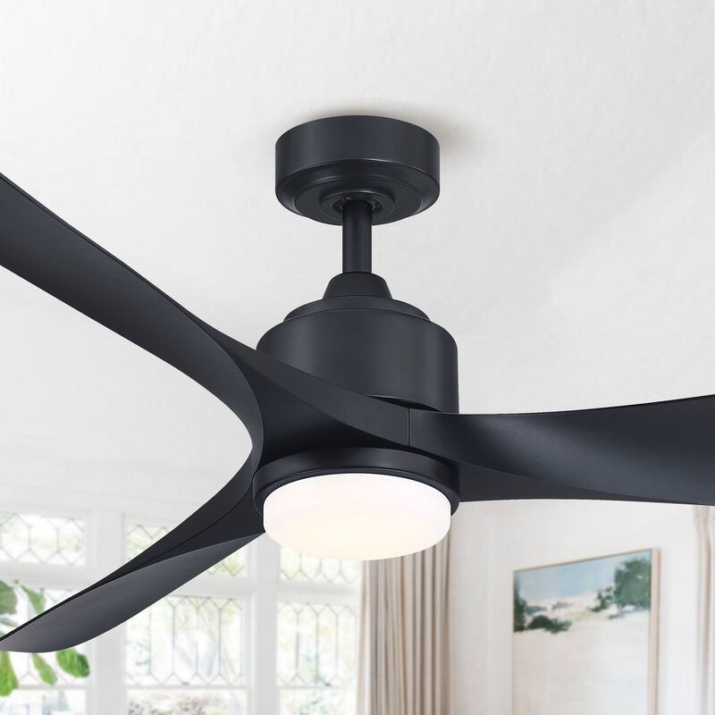 66 in. Modern Integrated LED Black Propeller Ceiling Fan with Light and Remote