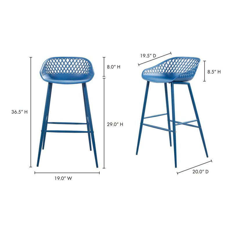Moe&rsquo;s Piazza Outdoor Barstool Blue - Set Of Two