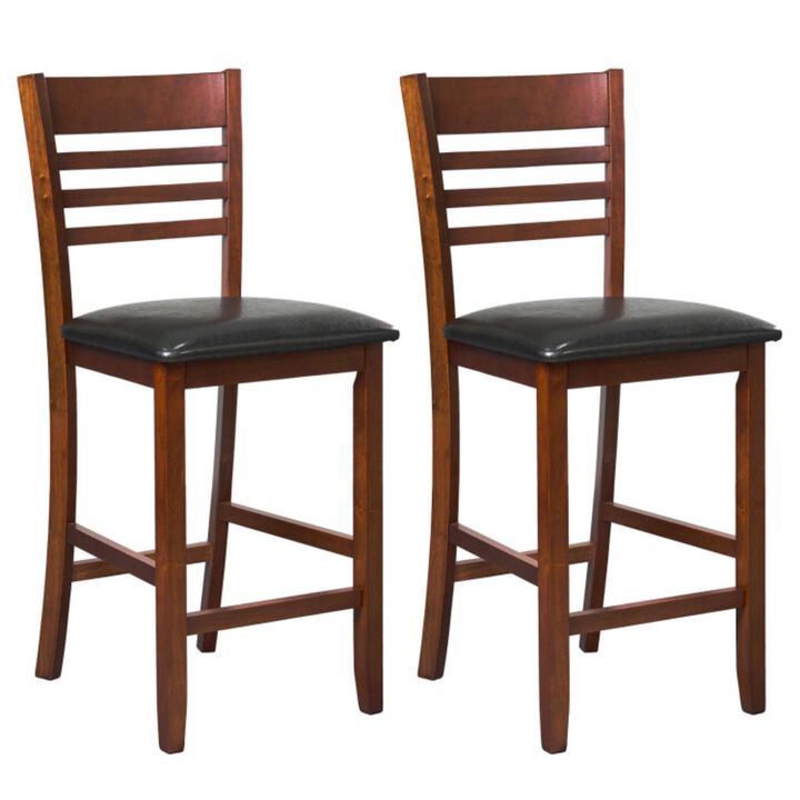 Hivvago Set of 2 Counter Height Bar Chair Kitchen Island Stool with Backrest and Footrest