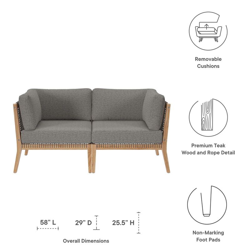 Modway Clearwater Love Seats, Loveseat, Gray Graphite image number 6