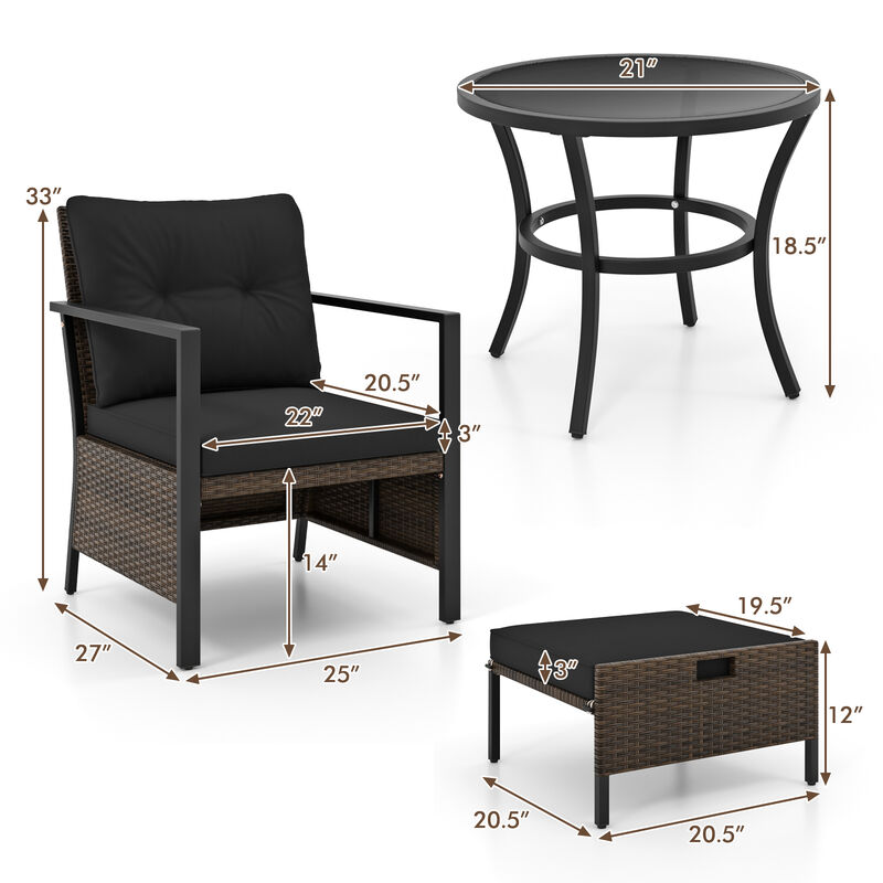 4 Piece Outdoor Furniture Set with Glass Topped Coffee Table