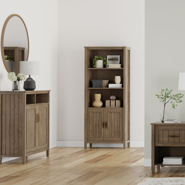 Lev SOLID WOOD 72 inch x 30 inch Transitional Bookcase in Smoky Brown