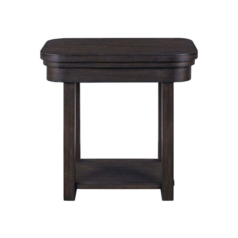 Liberty Furniture Weston Living Room Chairside Table Bottom Storage Shelf - Peppercorn Oak Wood image number 2