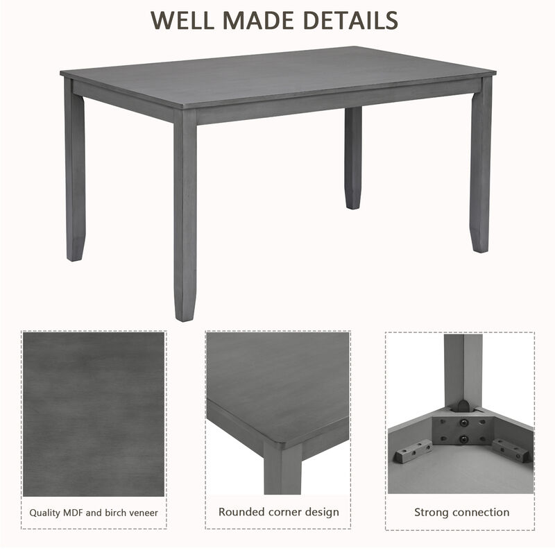 Cogdod Farmhouse 6‑Piece Wooden Dining Table Set, image number 5