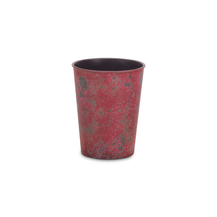 HomeRoots 5" Red Recycled Plastic Indoor Outdoor Round Pot Planter