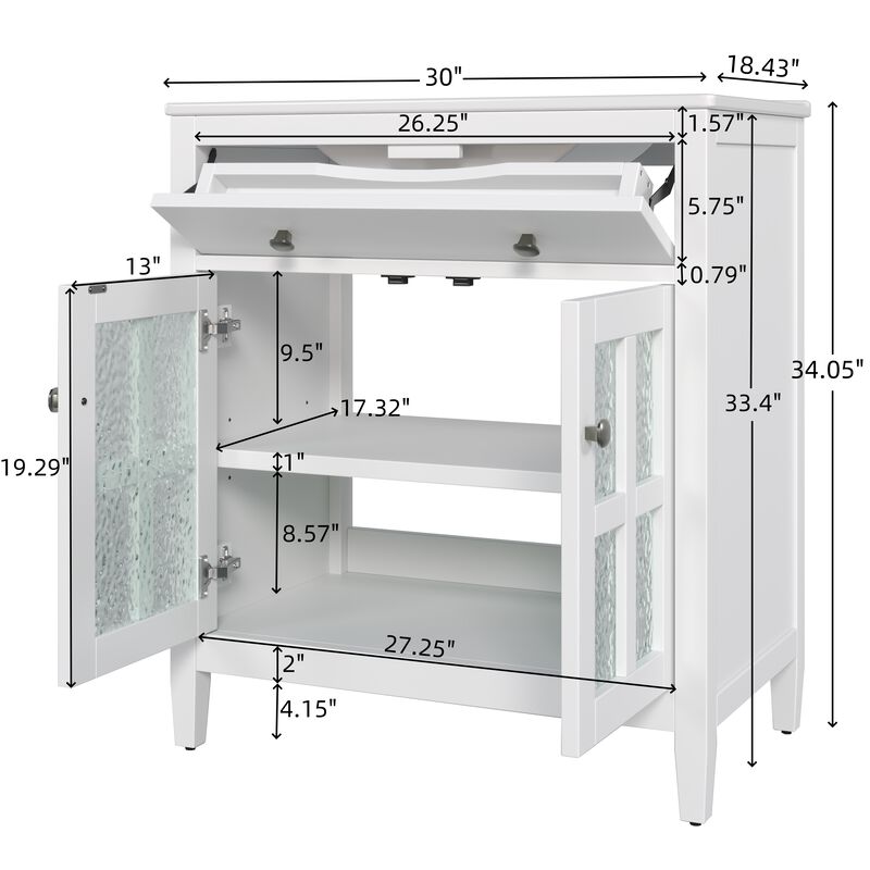 Merax Compact Bathroom Vanity with Separate Ceramic Basin image number 7