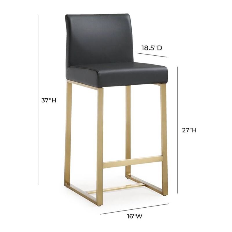 Casafoyer Denmark Black Gold Steel Counter Stool (Set of 2) image number 2