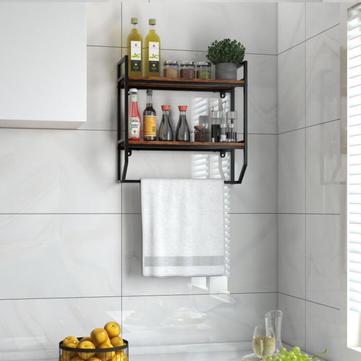 Hivvago Over the Toilet Shelf Wall Mounted with Metal Frame for Bathroom