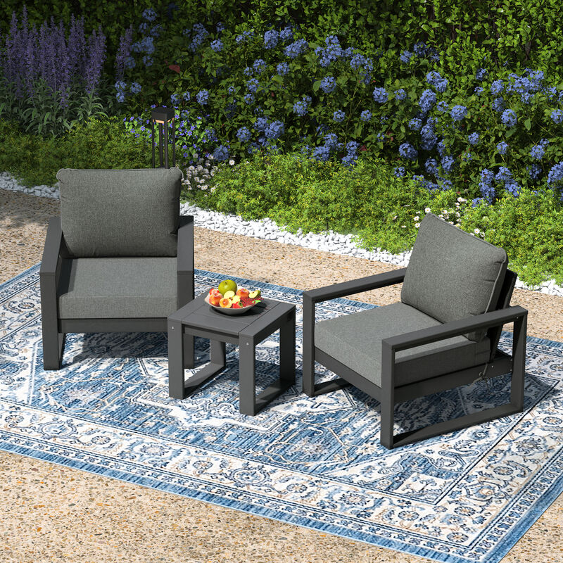 WestinTrends Outdoor Modern 3-Piece HDPE Patio Sofa Set with Side Table image number 1