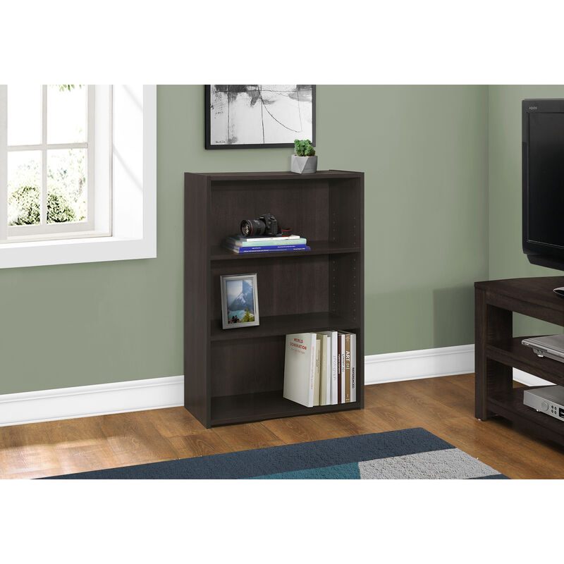 Monarch Specialties I 7476 Bookshelf, Bookcase, 4 Tier, 36"H, Office, Bedroom, Laminate, Brown, Transitional
