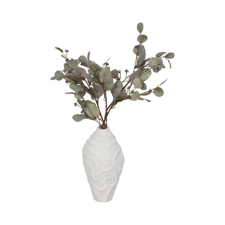 14" Coastal Coral Vase, White