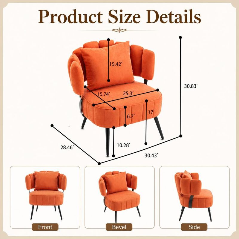 GOODSILO Compact tub accent armchair with pocket coil support, soft chenille upholstery, ideal for small spaces and reading nooks image number 1