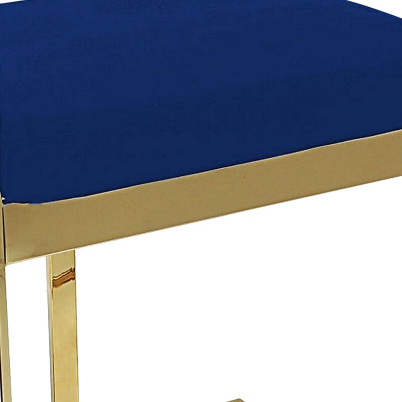 Dok 26 Inch Counter Height Stool, Blue, Cantilever, Gold Stainless Steel