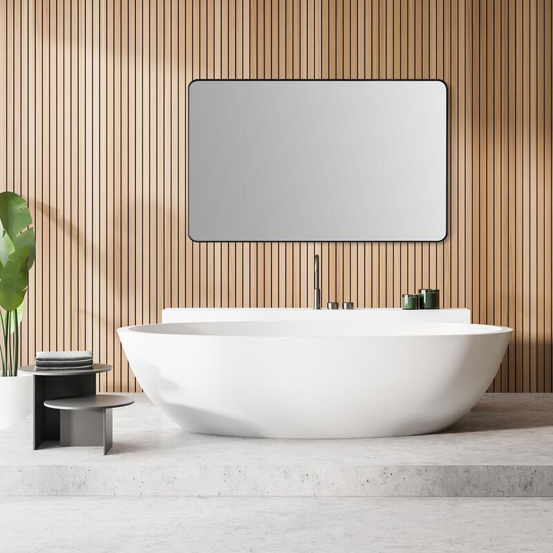 Altair Nettuno 48 Rectangle Bathroom/Vanity Matt Black Aluminum Framed Wall Mirror