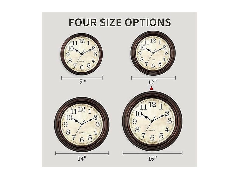 Wall Clock 12 Inch Silent Non Ticking Battery Operated Clocks Decor Living Room