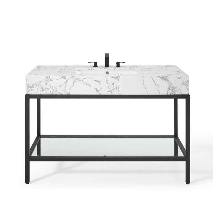 Kingsley 50" Black Stainless Steel Bathroom Vanity