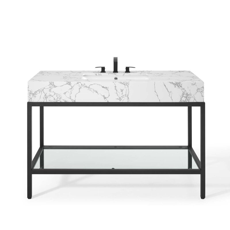 Kingsley 50" Black Stainless Steel Bathroom Vanity image number 0