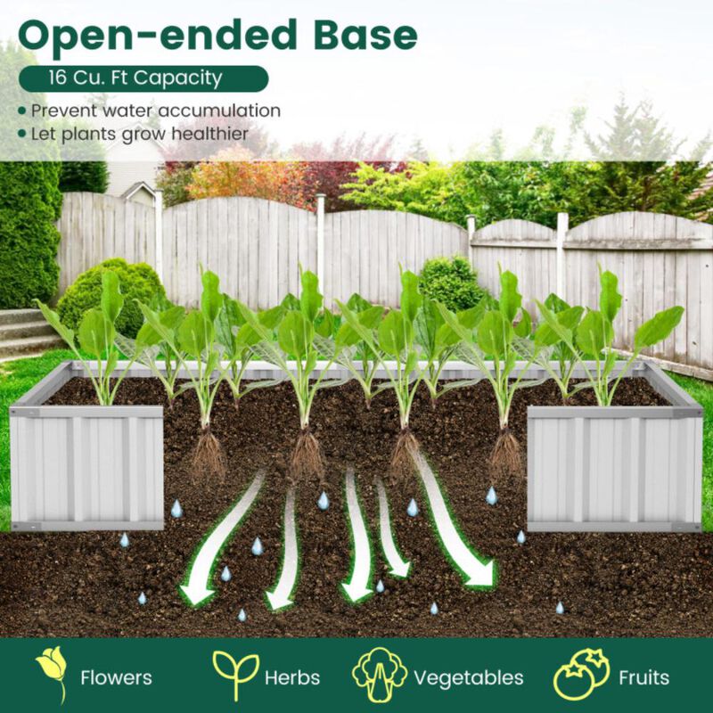Hivvago Galvanized Raised Garden Bed with Greenhouse Cover