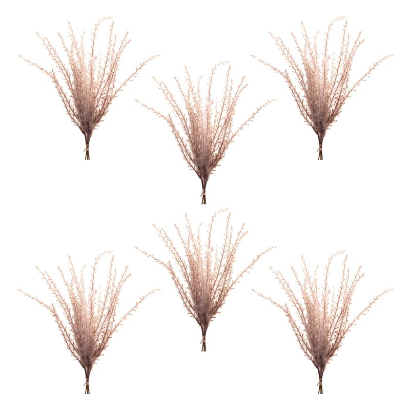 Set of 6 Grass Plume Bundles for Vases, Centerpieces, or Shelf Styling
