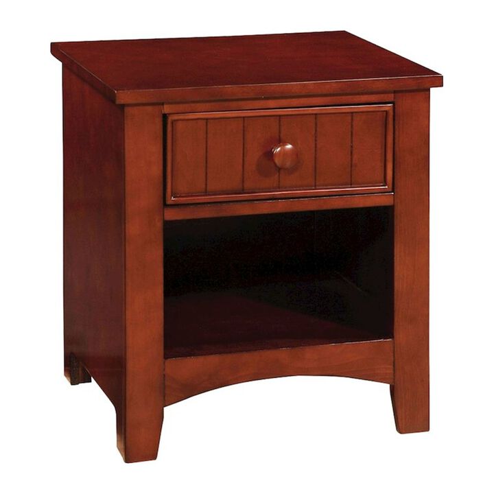 Simple Relax Wooden Nightstand with a Drawer in Cherry Finish