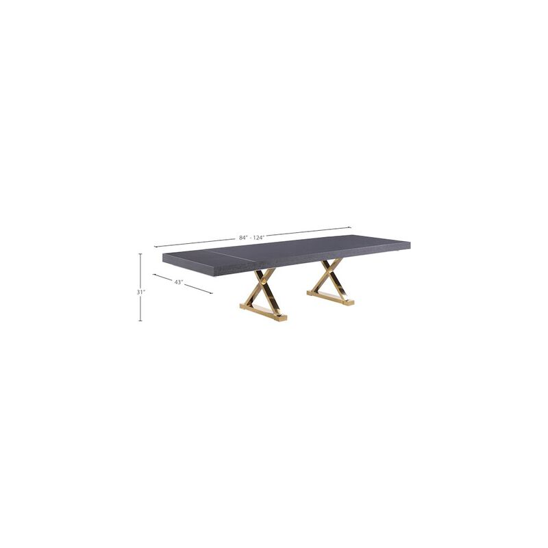 Meridian Furniture Excel Grey Oak Veneer Lacquer Extendable Dining Table