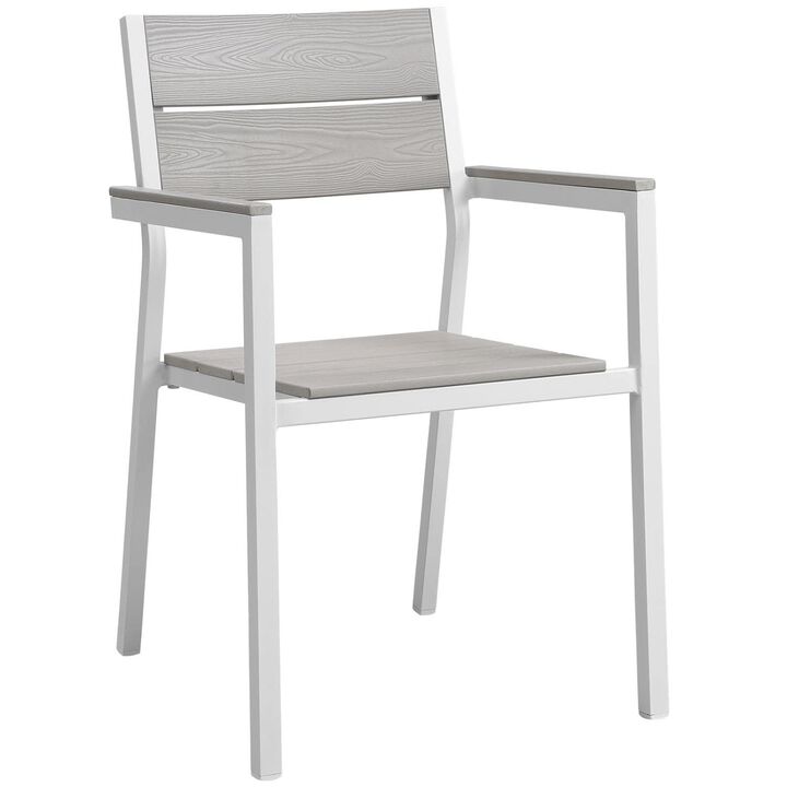 Modway Maine Aluminum Outdoor Patio Arm Chair in White Light Gray