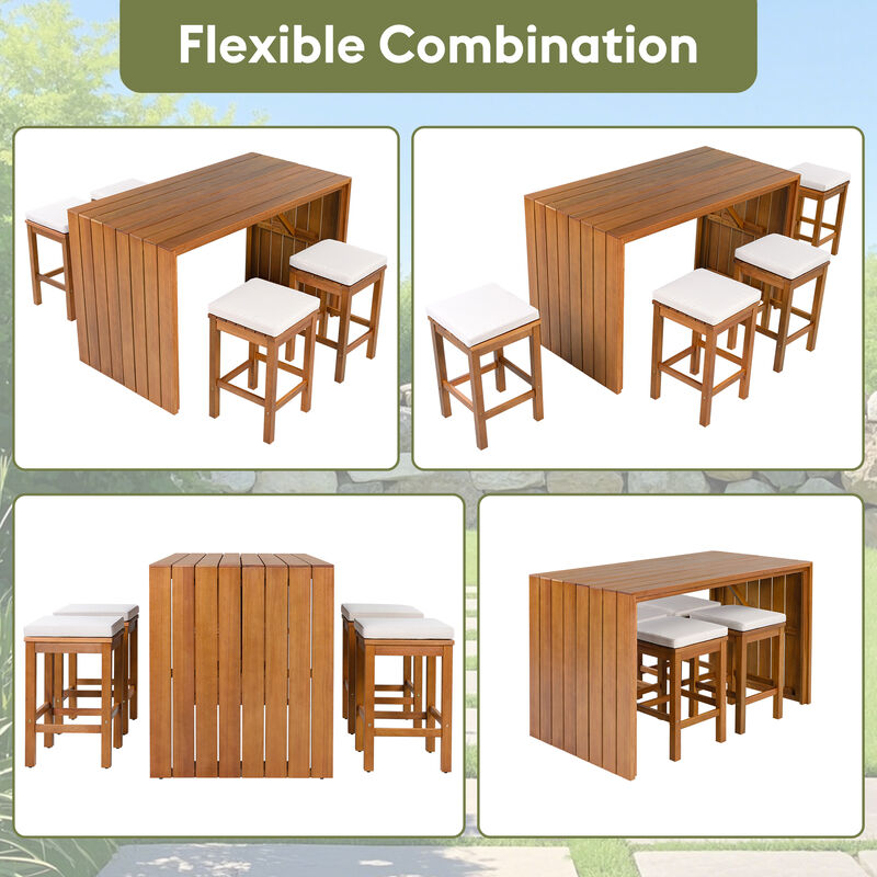 Valfdi 5 Piece Outdoor Bar Set image number 1