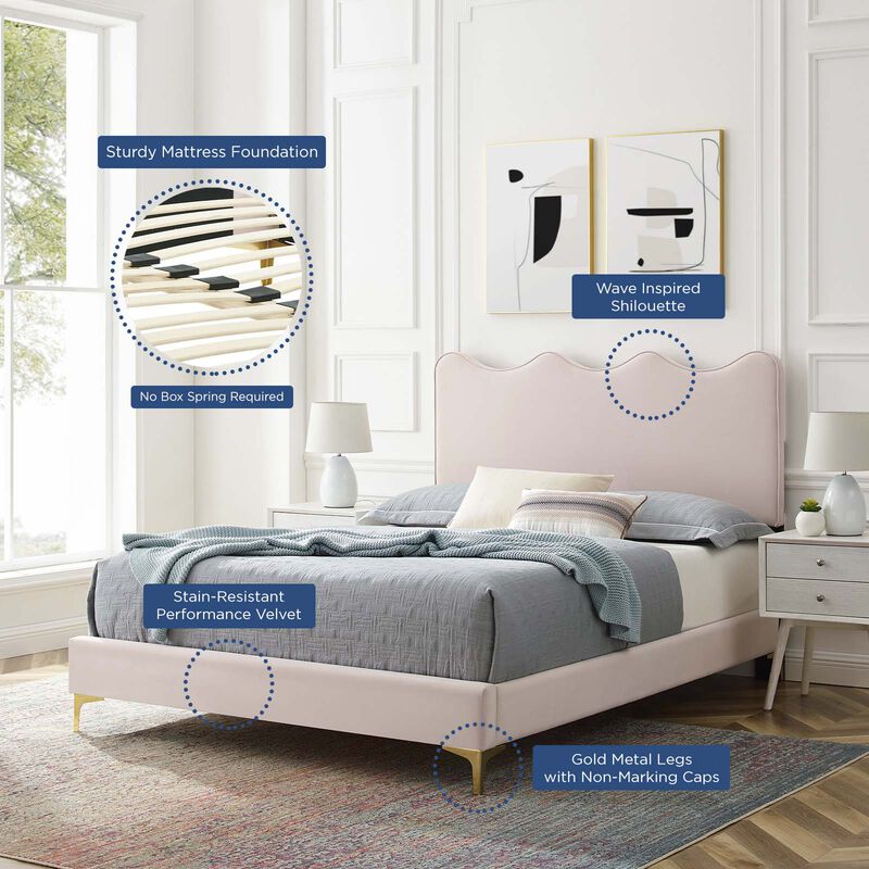 Modway - Current Performance Velvet Full Platform Bed image number 9