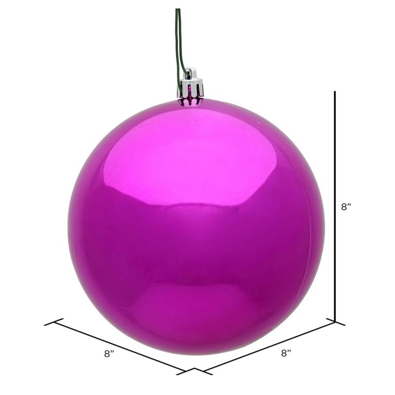 Vickerman 8" Fuchsia Shiny Ball Ornament image number 1