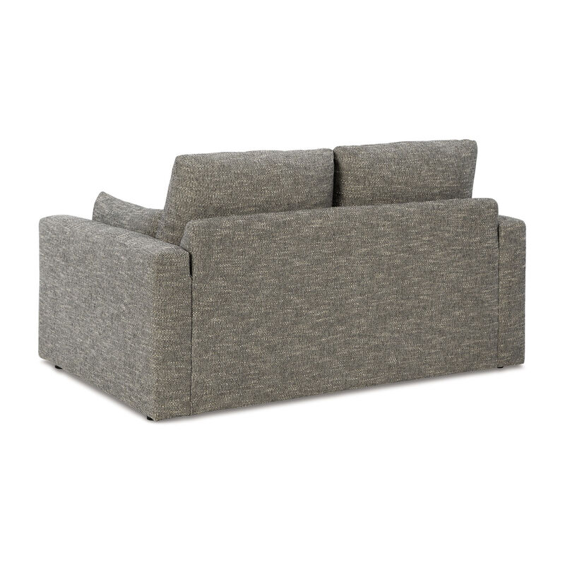 Yezi Loveseat, 64 Inch, 2 Pillows, Granite Gray Polyester, Foam Fill - Benzara image number 3