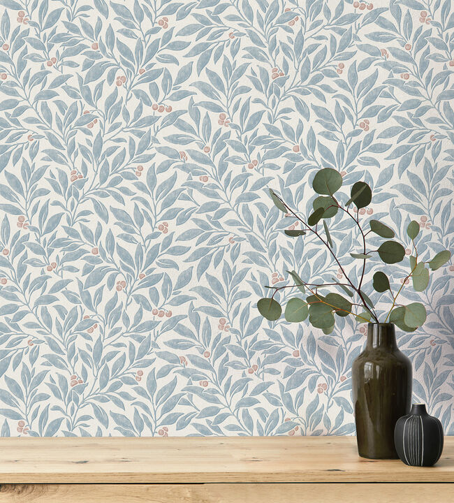 Winter Berry Blue Vine Wallpaper
